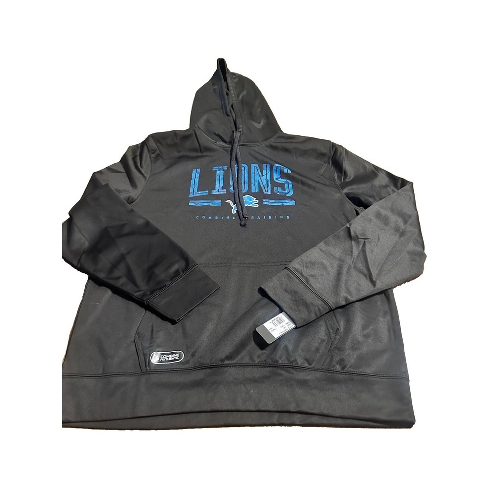 Detroit Lions SWEATSHIRT Hoodie BLACK Combine Training NFL Team Apparel Mens XL